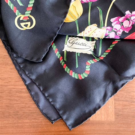 gucci silk scarf black|authentic gucci silk scarf.